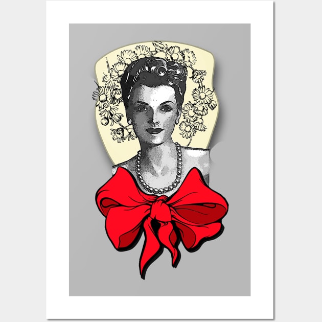 Elegant young girl in red bow tie Wall Art by Marccelus